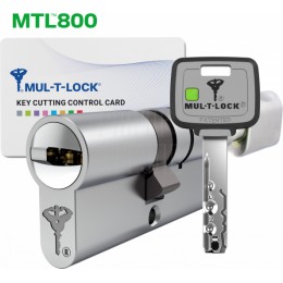 Цилиндр Mul-T-Lock MTL 800 ключ-вертушка, флажок, никель